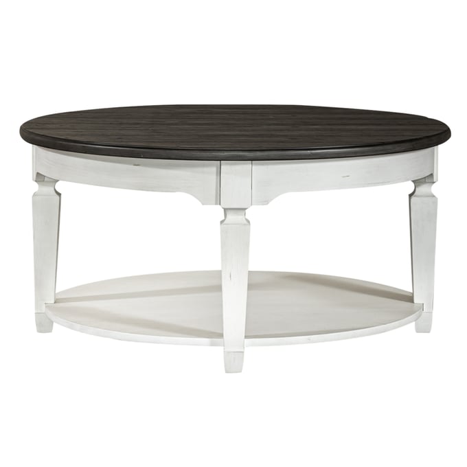 Liberty Allyson Park Wirebrushed White Charcoal Round Cocktail Table LBRT-417-OT1011