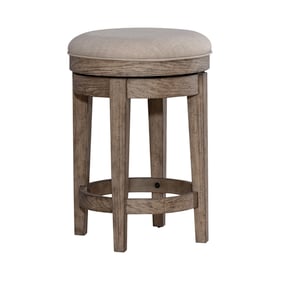 Liberty City Scape Burnished Beige Upholstered Swivel Console Stool