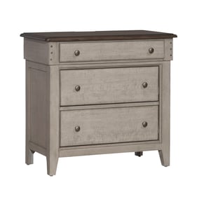 Liberty Ivy Hollow Weathered Linen Dusty Taupe 3 Drawers Bedside Chest with...