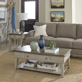 Liberty Ivy Hollow Weathered Linen Dusty Taupe 3pc Coffee Table Set