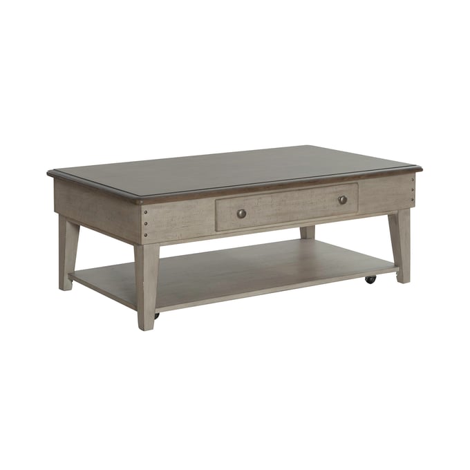 Liberty Ivy Hollow Weathered Linen Dusty Taupe Drawer Cocktail Table LBRT-457-OT1010