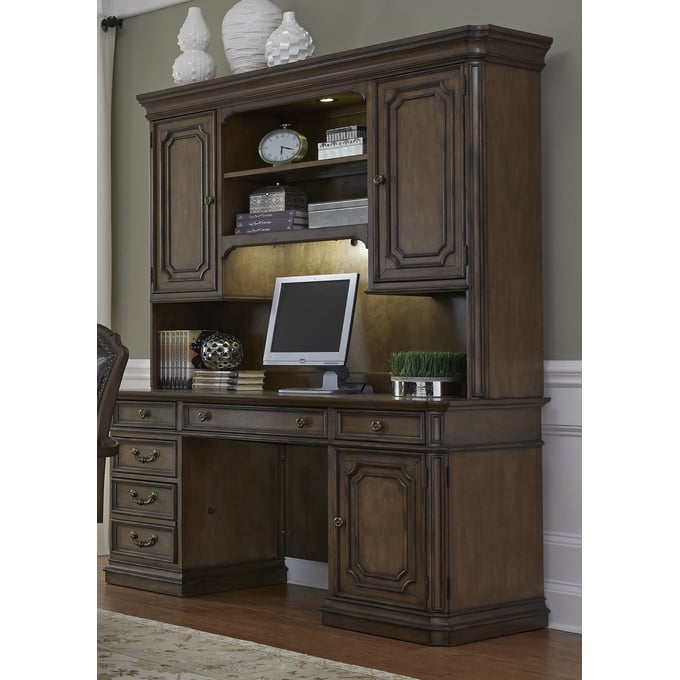 Liberty Amelia Jr Toffee Executive Credenza with Hutch LBRT-487-HOJ-JEC