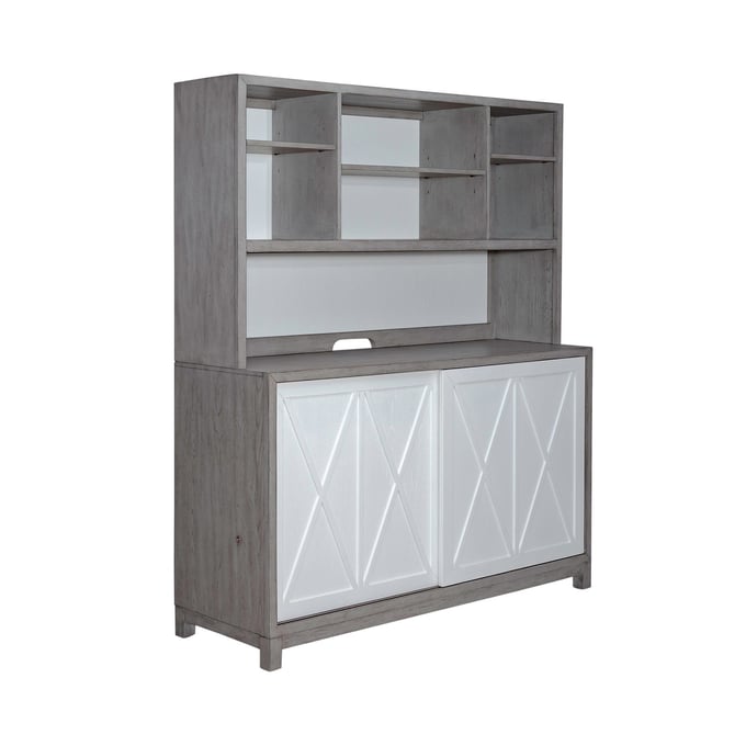 Liberty Palmetto Heights White Driftwood Server with Hutch LBRT-499-DR-SH