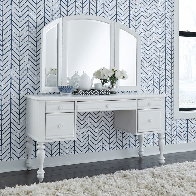 Liberty Summer House I Oyster White Vanity Desk With Mirror LBRT-607-DSK-MIR