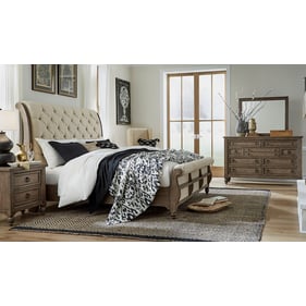 Liberty Americana Farmhouse Dusty Taupe 4pc Bedroom Set With King Sleigh Be...