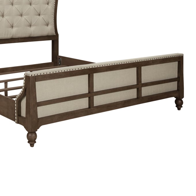 Liberty Americana Farmhouse Dusty Taupe Queen Upholstered Shelter Footboard LBRT-615-BR14FUS