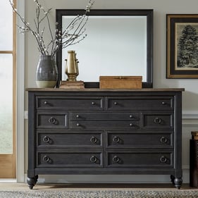 Liberty Americana Farmhouse Black Dresser And Mirror