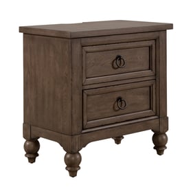 Liberty Americana Farmhouse Dusty Taupe 2 Drawers Night Stand with Charging...