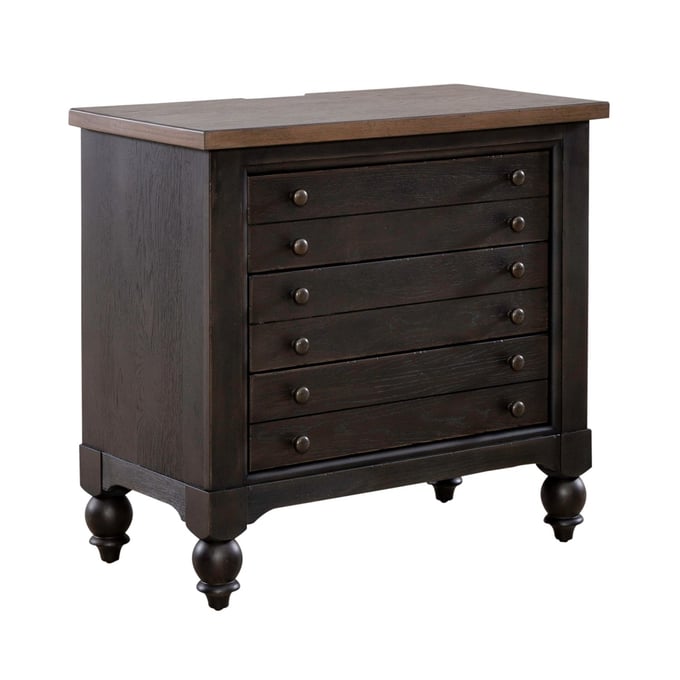 Liberty Americana Farmhouse Black Bedside Chest with Charging Station LBRT-615-BR62-B