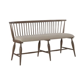 Liberty Americana Farmhouse Dusty Taupe Upholstered Seat Windsor Bench