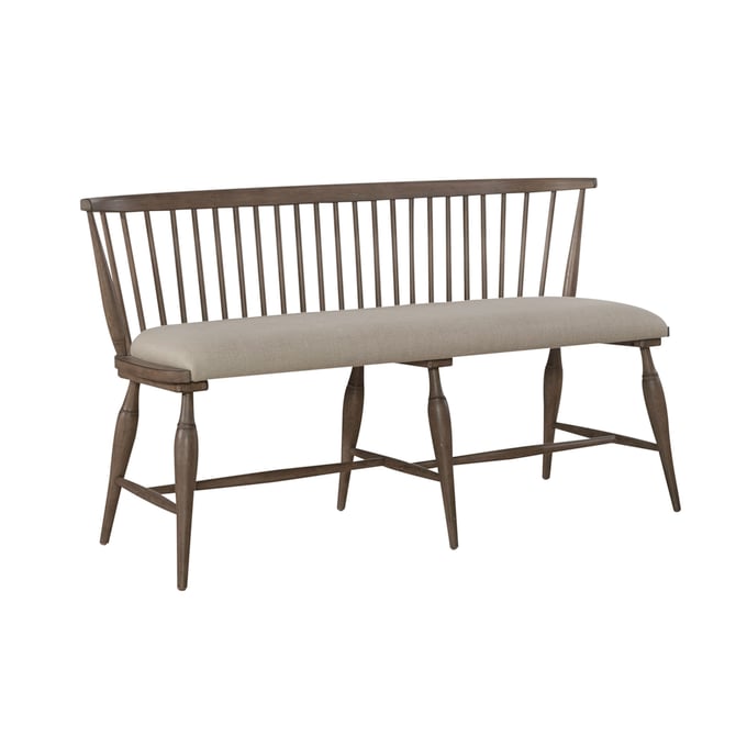 Liberty Americana Farmhouse Dusty Taupe Upholstered Seat Windsor Bench LBRT-615-C1001B