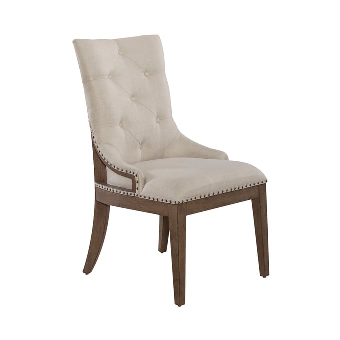 2 Liberty Americana Farmhouse Dusty Taupe Upholstered Shelter Side Chairs LBRT-615-C6501S