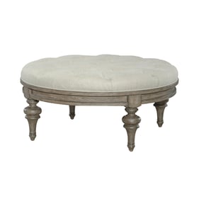 Liberty Americana Farmhouse Dusty Taupe Round Cocktail Ottoman