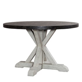 Liberty Willowrun Rustic White Weathered Gray Round Single Pedestal Table