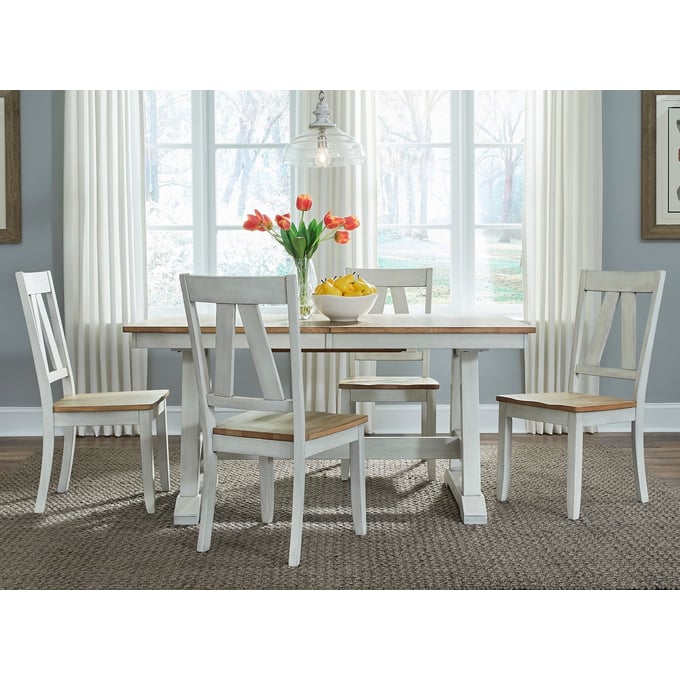 Liberty Lindsey Farm Weathered White Sandstone 5pc Dining Room Set LBRT-62WH-3878-DR-S1