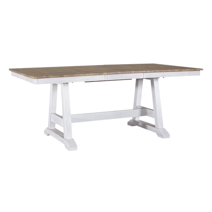 Liberty Lindsey Farm Weathered White Sandstone Trestle Table LBRT-62WH-3878-TBL