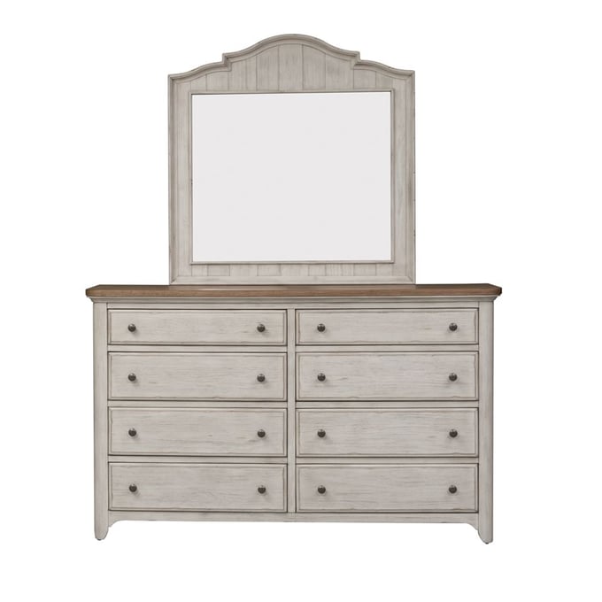 Liberty Farmhouse Reimagined White Dresser And Mirror LBRT-652-BR-DM