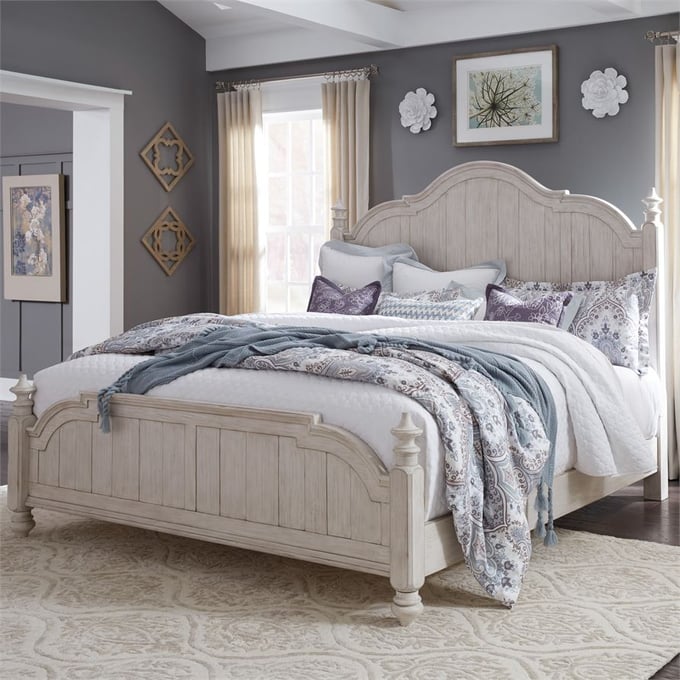 Liberty Farmhouse Reimagined White 2pc Cal King Poster Bedroom Set LBRT-652-CKPS-BR-S12