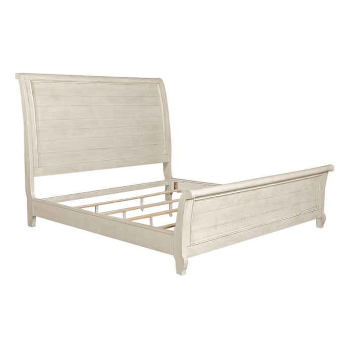 Liberty Farmhouse Reimagined Antique White Chestnut King Sleigh Bed LBRT-652-BR-KSL