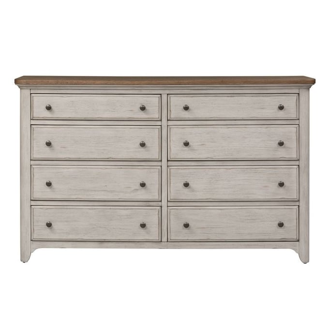 Liberty Farmhouse Reimagined Antique White 8 Drawer Dresser LBRT-652-BR31