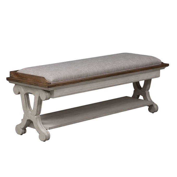 Liberty Farmhouse Reimagined Antique White Bed Bench LBRT-652-BR47