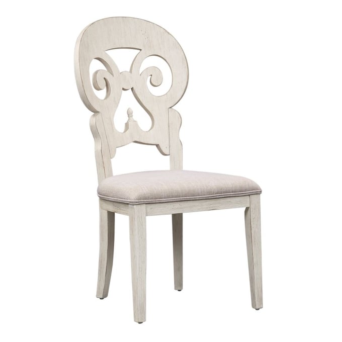 2 Liberty Farmhouse Reimagined White Chestnut Splat Back Side Chairs LBRT-652-C6501S