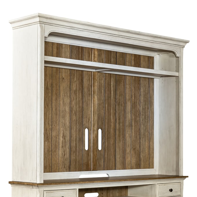 Liberty Farmhouse Reimagined Antique White Chestnut Entertainment Hutch LBRT-652-EC00