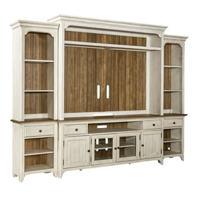 Liberty Farmhouse Reimagined Antique White Chestnut Entertainment Center wi...