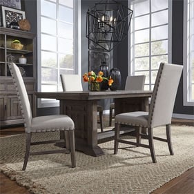 Liberty Artisan Prairie Aged Oak Gray 5pc Trestle Dining Room Set