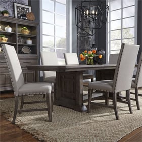 Liberty Artisan Prairie Aged Oak Gray 7pc Trestle Dining Room Set