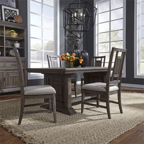 Liberty Artisan Prairie Aged Oak Gray Trestle 5pc Dining Room Set