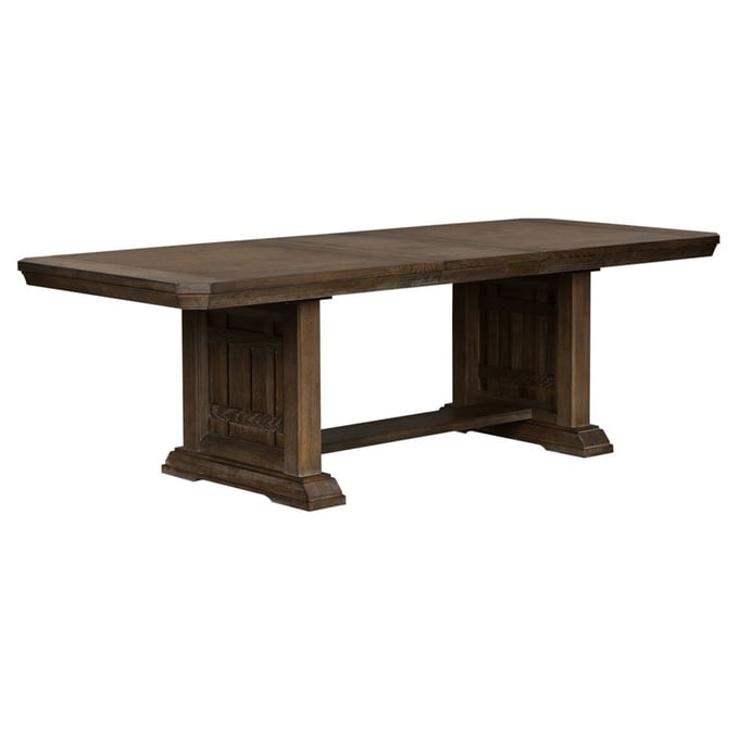 Liberty Artisan Prairie Aged Oak Gray Trestle Table LBRT-823-4096-DT