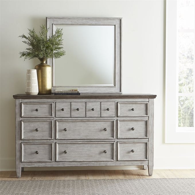 Liberty Heartland White Tobacco Dresser And Mirror LBRT-824-BR-DM