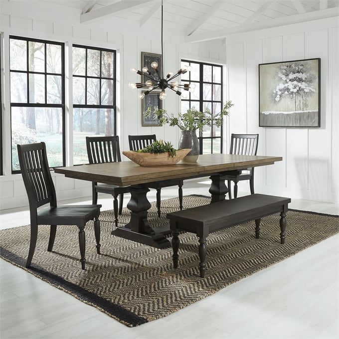 Liberty Harvest Home Chalkboard 6pc Trestle Dining Room Set LBRT-879-DR-6TRS