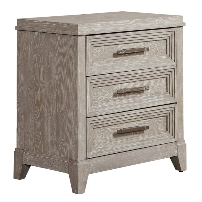 Liberty Belmar Washed Taupe Silver Champagne 3 Drawers Night Stand LBRT-902-BR61