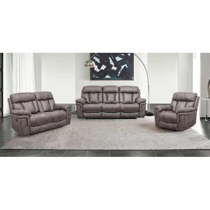 Luxur Living Chapaner Gunmetal Fabric 3pc Power Living Room Set LUX-LCES-GM-LR-S1