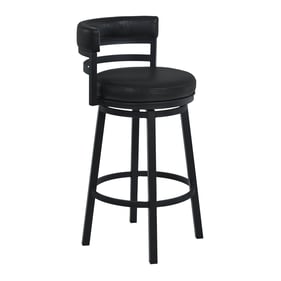 Luxur Living Fattepur Black Faux Leather Metal 30 Inch Swivel Barstool