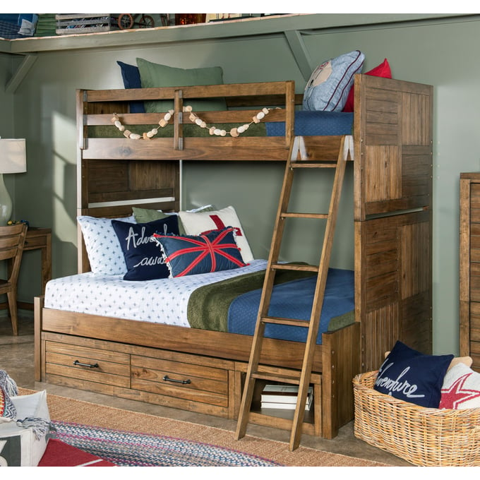 Legacy Kids Summer Camp Tree House Brown Twin Over Full Bunk Bed with Underbed Storage LGC-0832-8140-9300