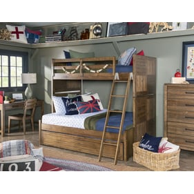 Legacy Kids Summer Camp Tree House Brown Twin Over Full Bunk Bed with Trund...