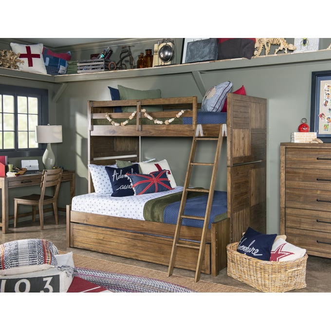 Legacy Kids Summer Camp Tree House Brown Twin Over Full Bunk Bed with Trundle LGC-0832-8140-9500