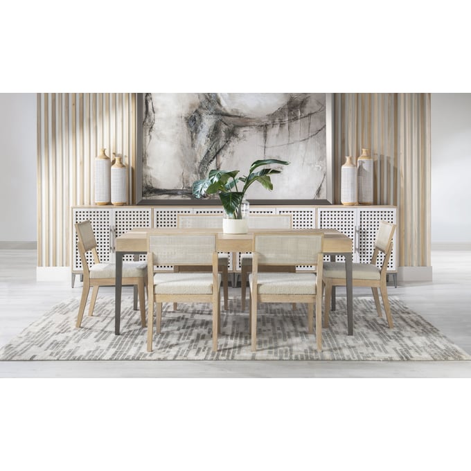 Legacy Furniture Biscayne Blonde Malabar Travertine Insert 7pc Dining Room Set LGC-1500-120K-140-DR-S2