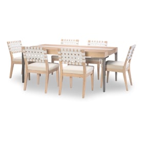 Legacy Furniture Biscayne Blonde Malabar Travertine 7pc Dining Room Set Wit...