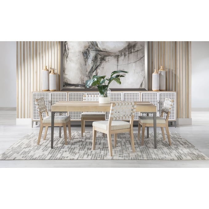 Legacy Furniture Biscayne Blonde Malabar Travertine 5pc Dining Room Set With Strap Back Chairs LGC-1500-120K-340-DR-S1