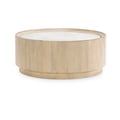 Round Drum Cocktail Table w/Travertine Top