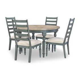 Legacy Furniture Easton Hills Distressed Denim Stone Washed 5pc Round Dinin...