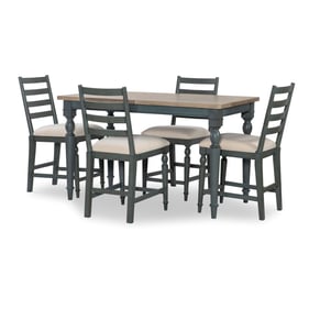 Legacy Furniture Easton Hills Distressed Denim Stone Washed 5pc Counter Hei...