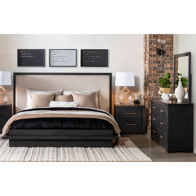 Legacy Furniture Westwood Charred Oak 4pc Bedroom Set with Cal King Upholstered Bed LGC-1731-420-BR-S2