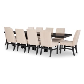 Legacy Furniture Westwood Black Oak 11pc Dining Room Set with Upholstered S...