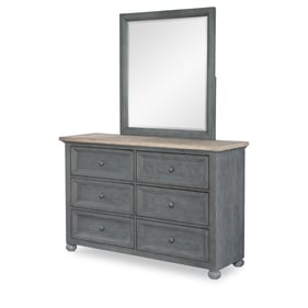 Legacy Kids Cone Mills Distressed Denim Stone Washed Dresser and Mirror