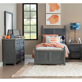 Legacy Kids Cone Mills Distressed Denim Stone Washed 4pc Bedroom Set with T...